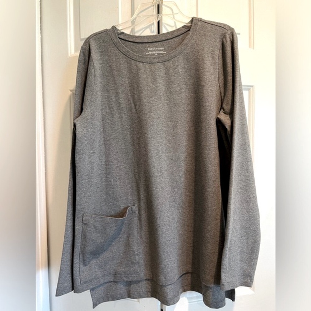EILEEN FISHER🩶 Gray Long Sleeve , Neutral Shirt - Organic Cotton & Spandex